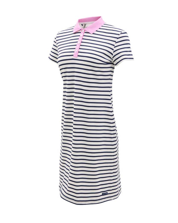 AGEN STRIPED POLO DRESS "NEIGE/MARINE/NACRE"