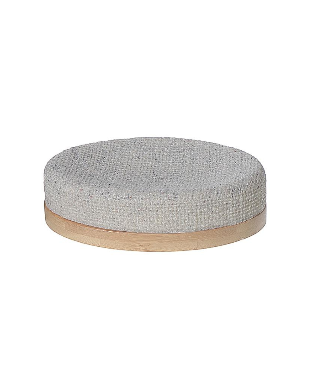 POLYRESIN SOAP DISH WITH BAMBOO BASE