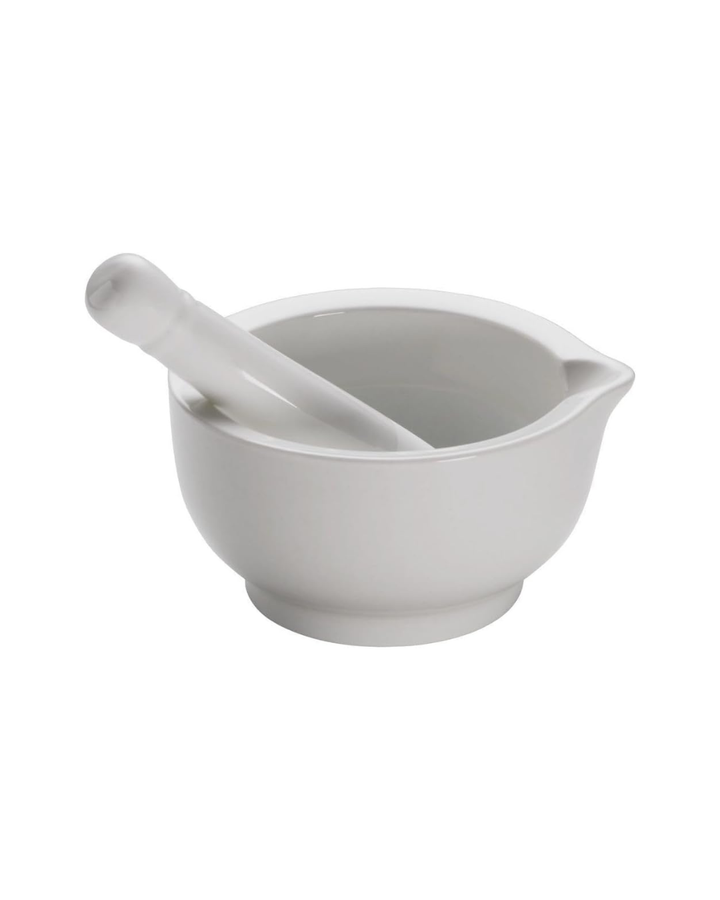 WHITE BASICS MORTAR &amp; PESTLE 12CM