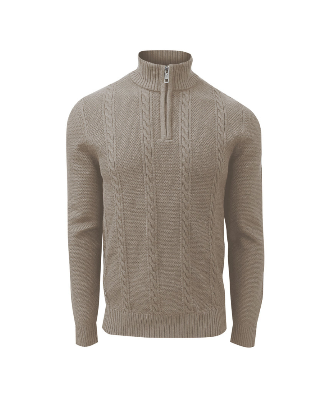 CASHMERE-LIKE TEXTURED CABLE KNIT SWEATER "CASHEW"