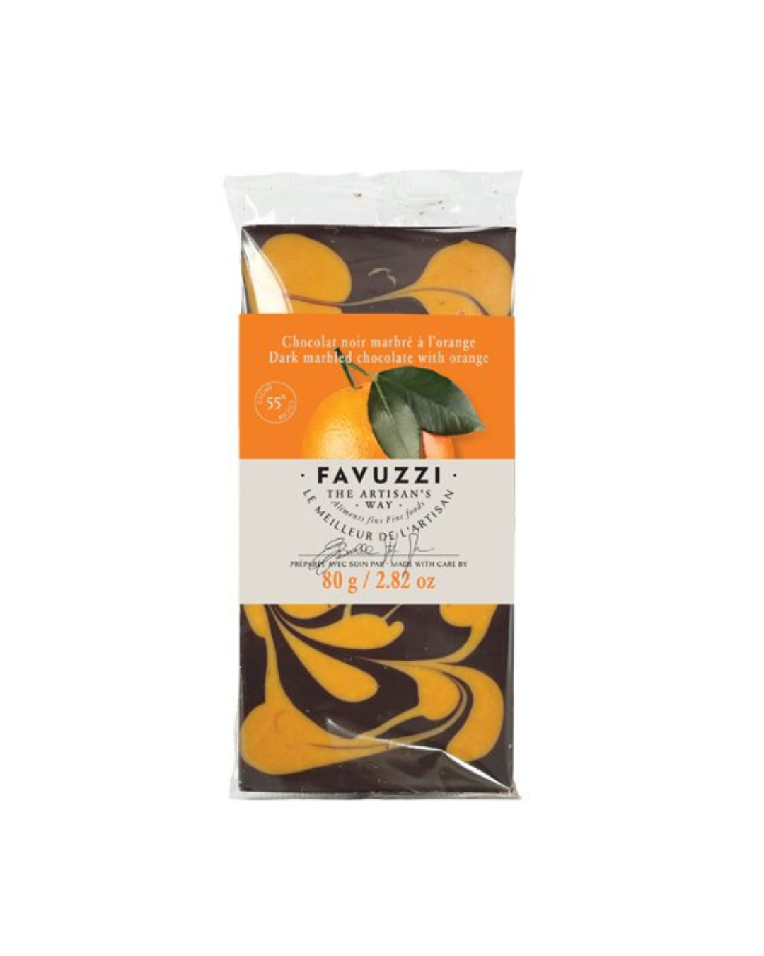 DARK MARBLED CHOCOLATE WITH ORANGE 80G