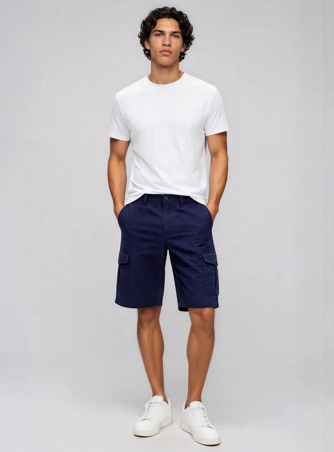 VANCE - STRETCH SLUB TWILL CARGO BERMUDA "NAVY"