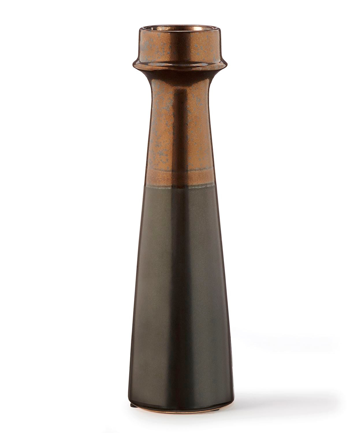 CERAMIC LARGE BRONZE & BLACK VASE