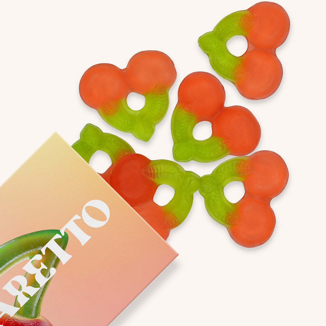 VESPER COCKTAIL INSPIRED GUMMIES - AMARETTO CHERRIES 100g