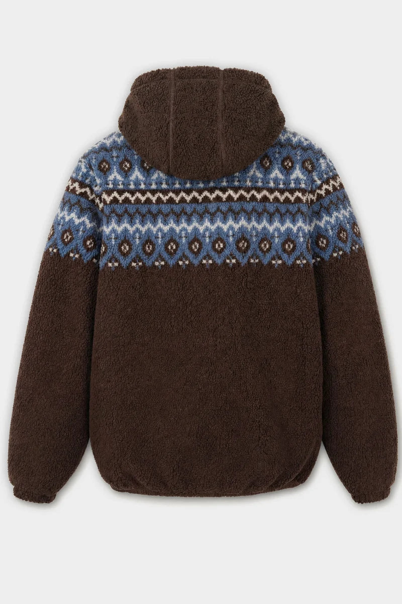 VINELAND - JACQUARD SHERPA HOODED FULL-ZIP JACKET "MACARON"