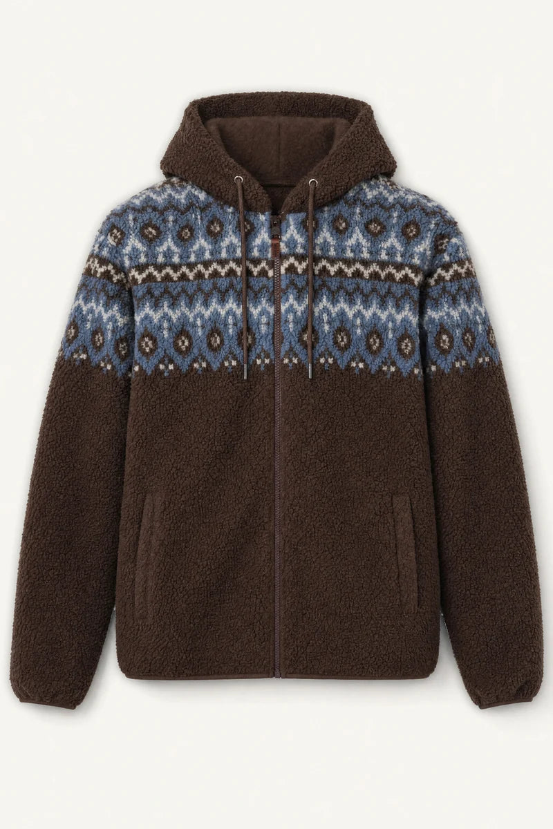 VINELAND - JACQUARD SHERPA HOODED FULL-ZIP JACKET "MACARON"