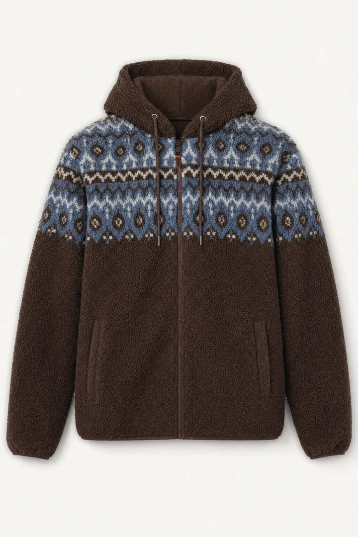 VINELAND - JACQUARD SHERPA HOODED FULL-ZIP JACKET "MACARON"
