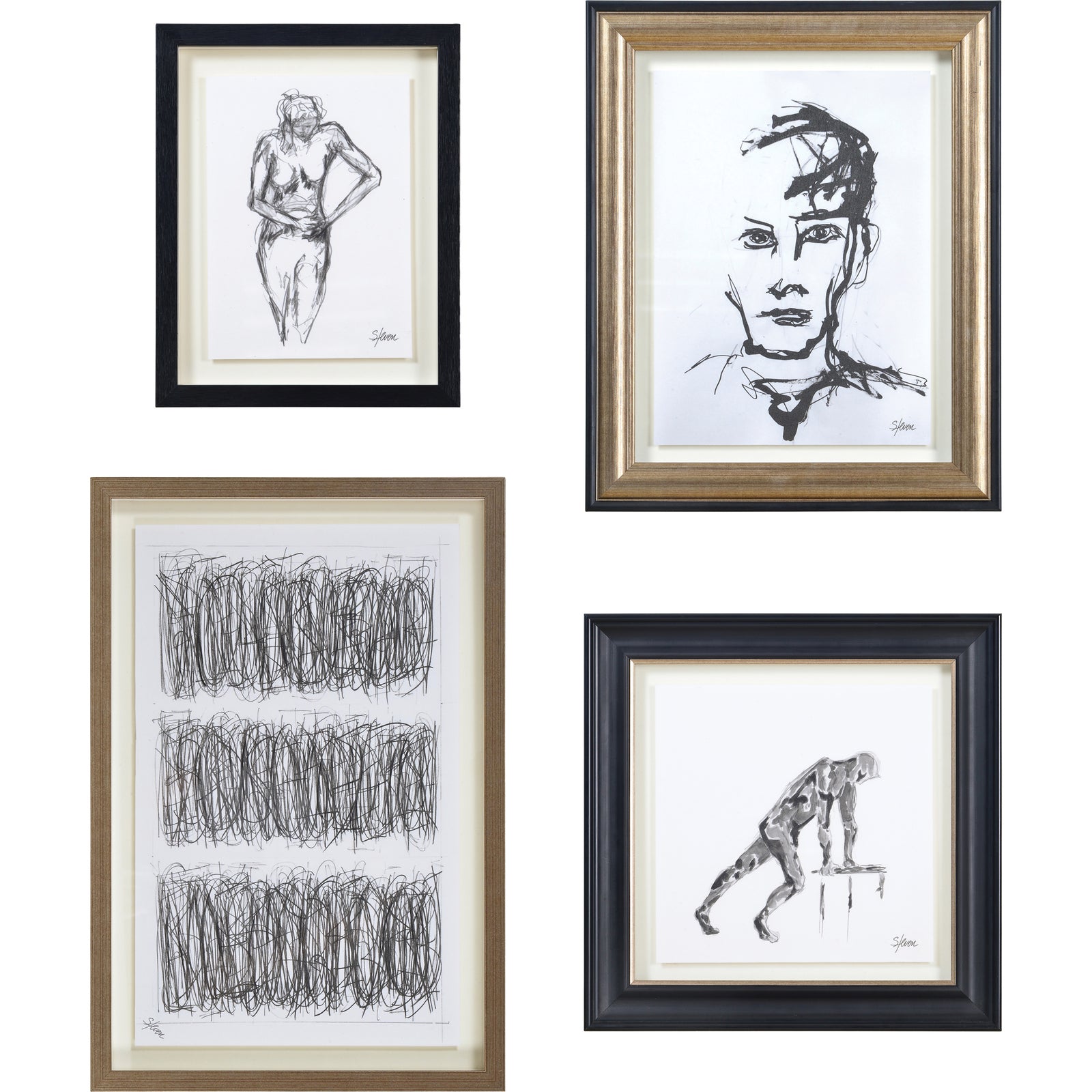 RENWIL STUDIO LINE - SKETCH SET OF 4 PAINTINGS