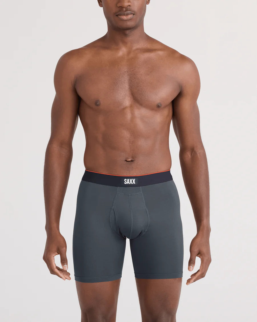 MULTI-SPORT MESH BOXER BRIEF 6" "TURBULENCE WITH BLACK WAISTBAND"