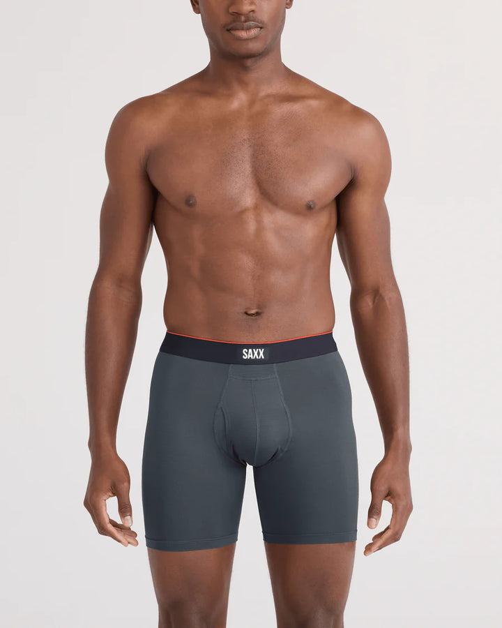 MULTI-SPORT MESH BOXER BRIEF 6" "TURBULENCE WITH BLACK WAISTBAND"