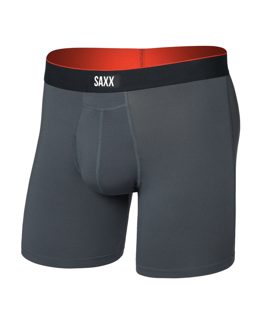 MULTI-SPORT MESH BOXER BRIEF 6" "TURBULENCE WITH BLACK WAISTBAND"
