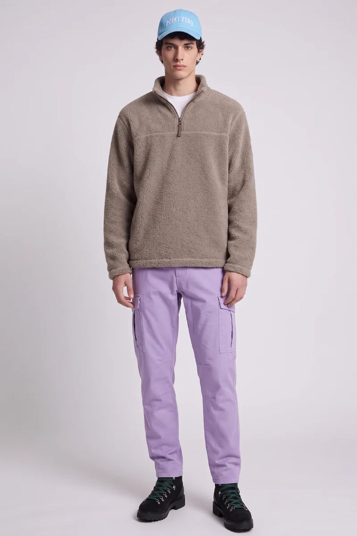WELLAND - SHERPA BONDED FLEECE 1/2-ZIP TRACK JACKET "DESERT"