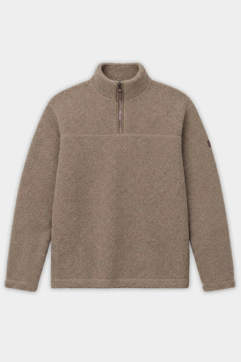 WELLAND - SHERPA BONDED FLEECE 1/2-ZIP TRACK JACKET "DESERT"