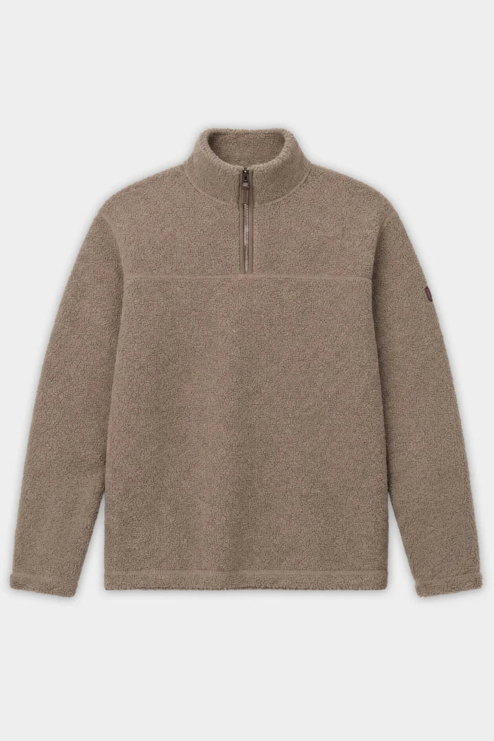 WELLAND - SHERPA BONDED FLEECE 1/2-ZIP TRACK JACKET "DESERT"