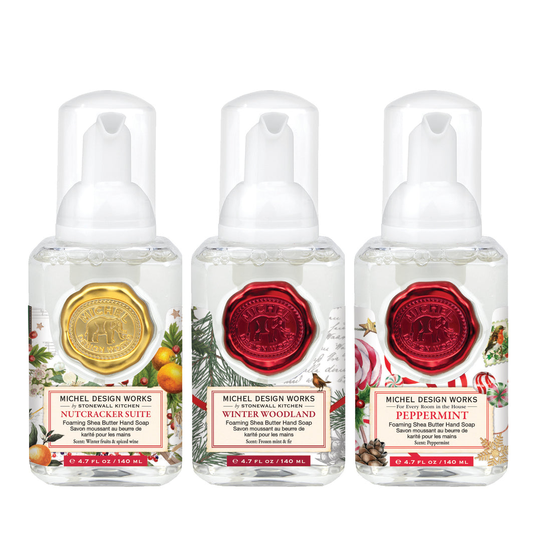 MINI FOAMING HAND SOAP SET: WINTERTIME WHIMSY - NUTCRACKER SUITE, WINTER WOODLAND & PEPPERMINT