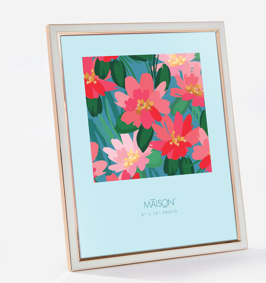 WHITE &amp; GOLD PHOTO FRAME 8X10&