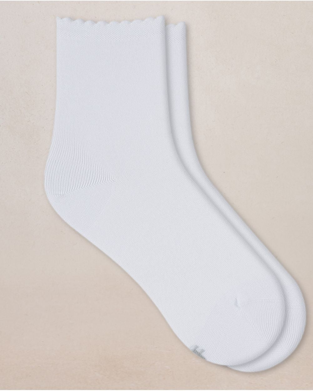 SHORT SCOTTISH YARN SOCKS, PLAIN RICKRACK PATTERN "WHITE"