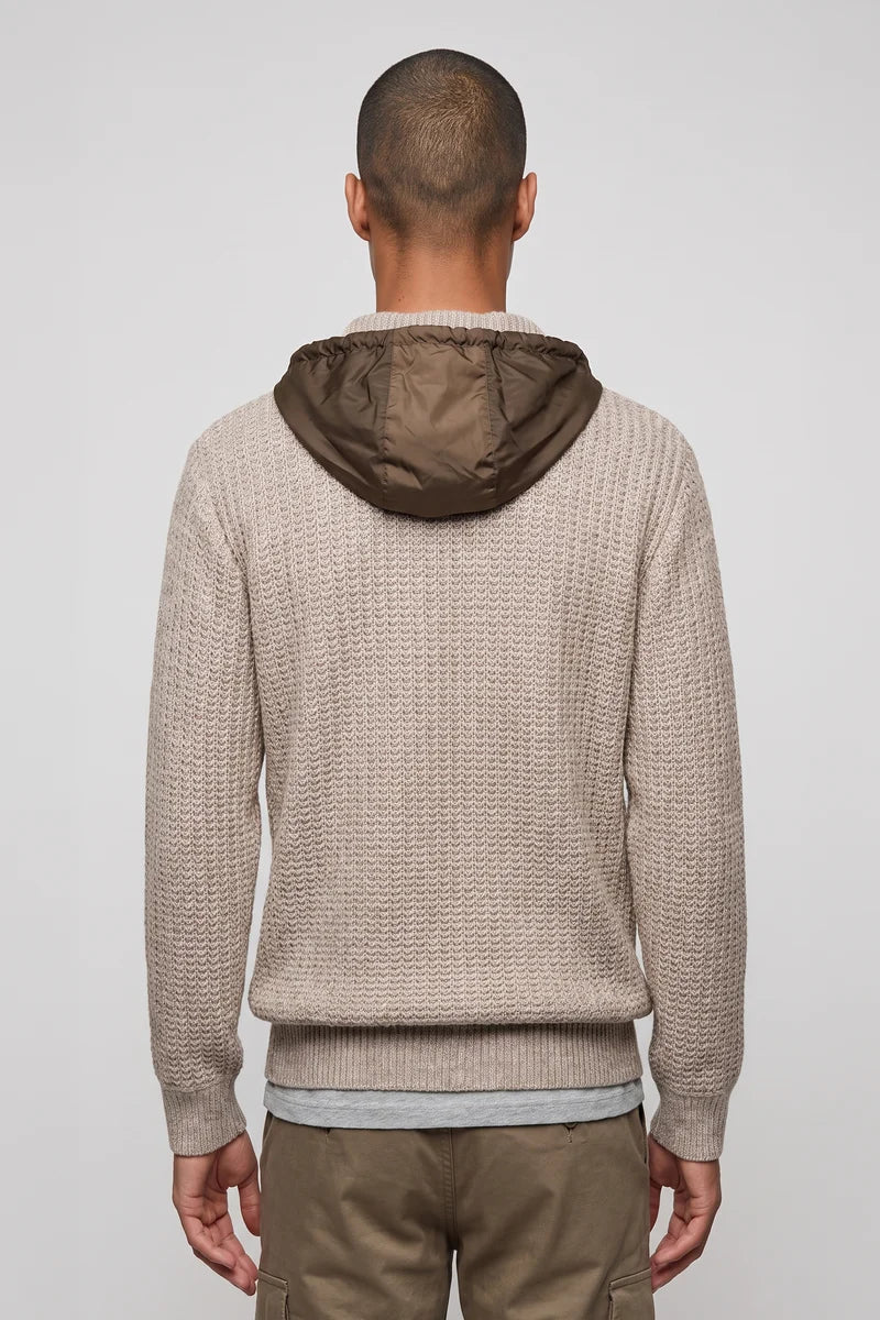 WILLIBALD - BONDED HOODED FULL-ZIP SWEATER WITH POCKETS "BEIGE"