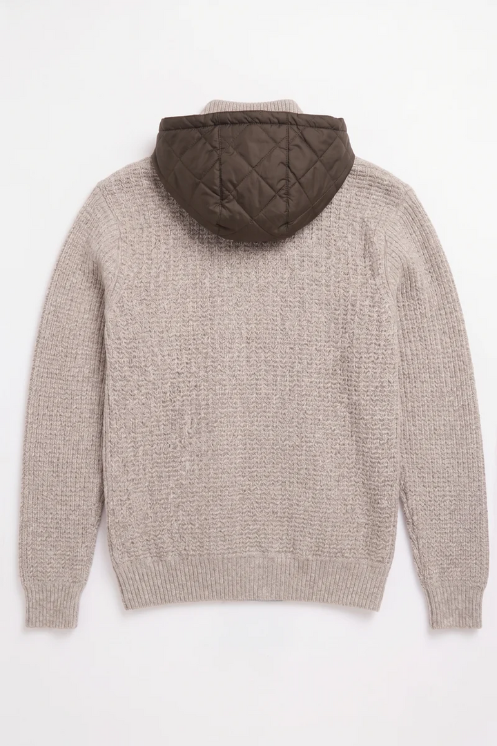 WILLIBALD - BONDED HOODED FULL-ZIP SWEATER WITH POCKETS "BEIGE"