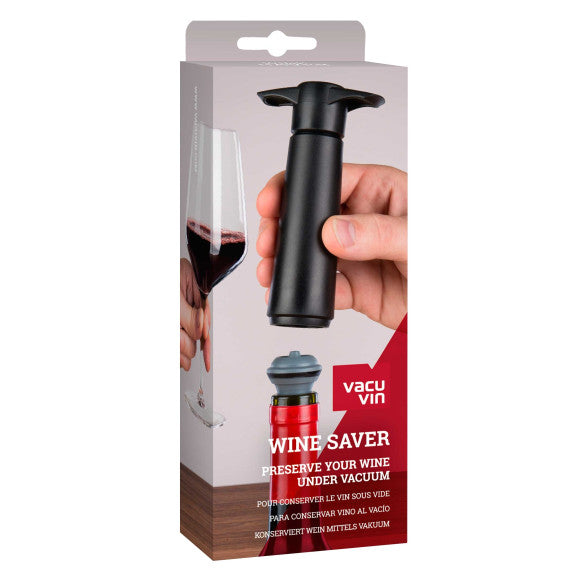 VACUUM WINE SAVER PUMP WITH 2 STOPPERS - BLACK