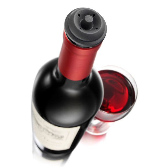 VACUUM WINE SAVER PUMP WITH 2 STOPPERS - BLACK