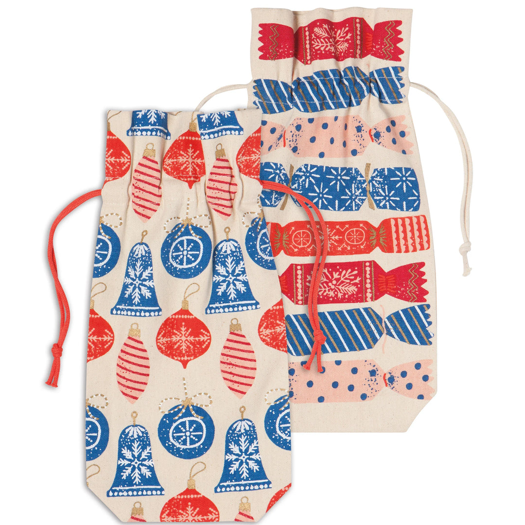 CHRISTMAS CHARMS WINE BAGS - SET OF 2