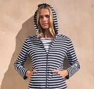 WOMEN'S PLOUGASTEL II STRIPED HOODIE - NEIGE/MARINE