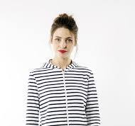 WOMEN'S PLOUGASTEL II STRIPED HOODIE - NEIGE/MARINE