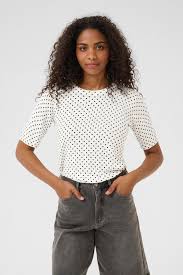 KAFFE KALIZ PULLOVER - CHALK/BLACK DOT