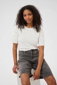 KAFFE KALIZ PULLOVER - CHALK/BLACK DOT