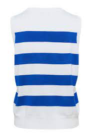 KAFFE KALIZZA STRIPED SLIPOVER - CHALK/SURF BLUE