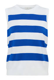 KAFFE KALIZZA STRIPED SLIPOVER - CHALK/SURF BLUE