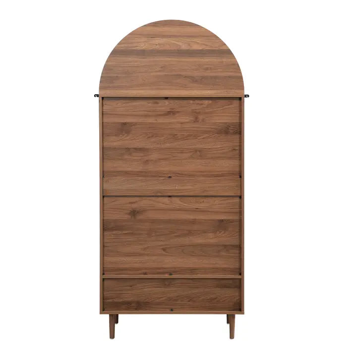ELEGANT WALNUT WARDROBE WITH FABRIC DOOR AND DRAWER