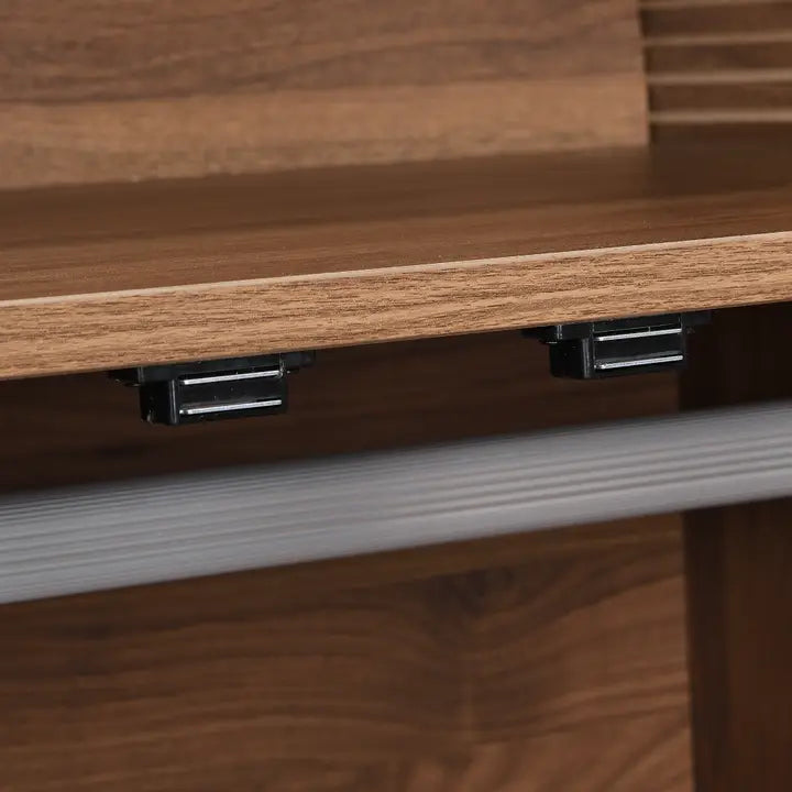 ELEGANT WALNUT WARDROBE WITH FABRIC DOOR AND DRAWER