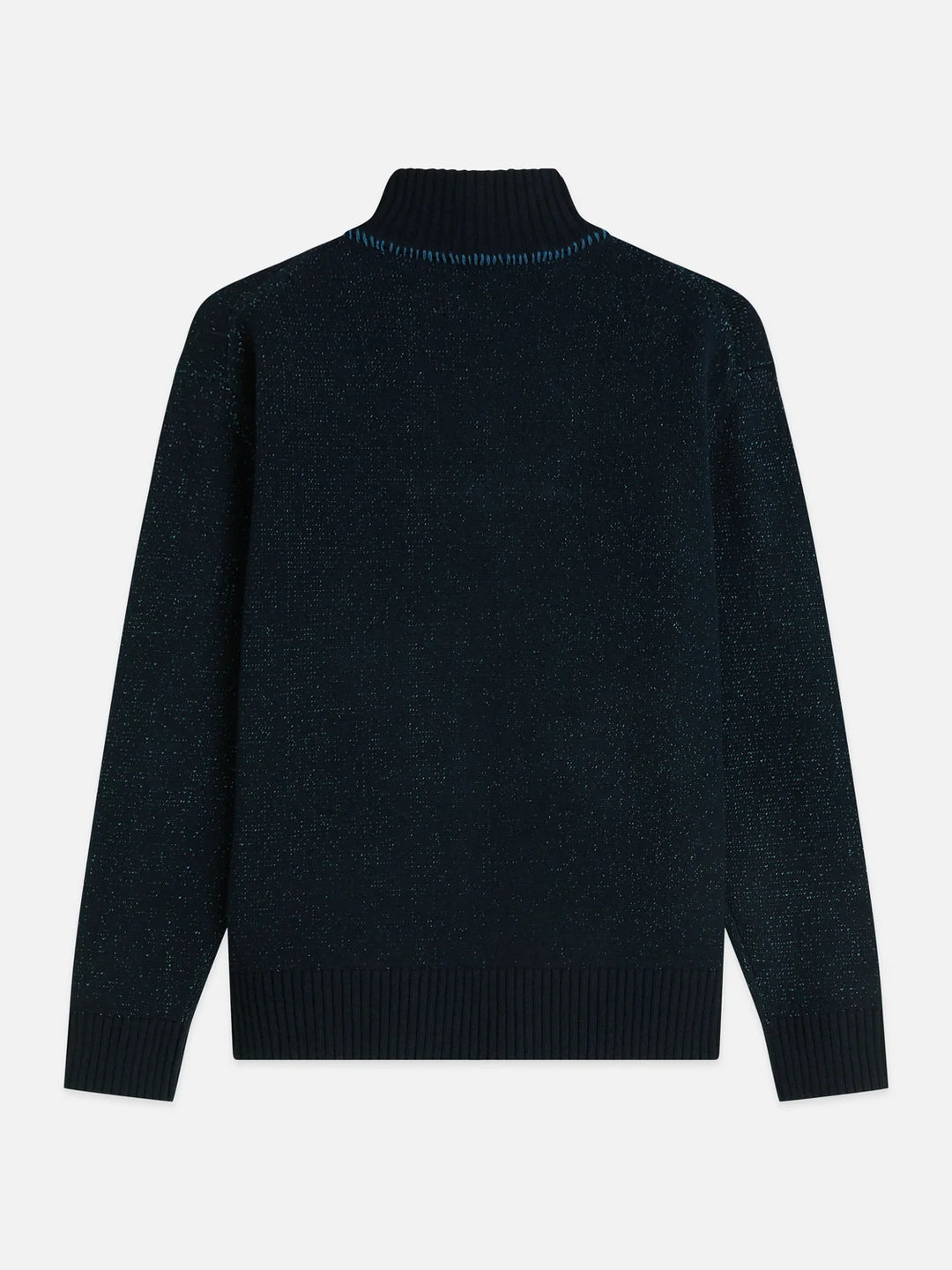 TROYER COTTON-WOOL BLEND ZIP PULLOVER "SKY CAPTAIN MELANGE"