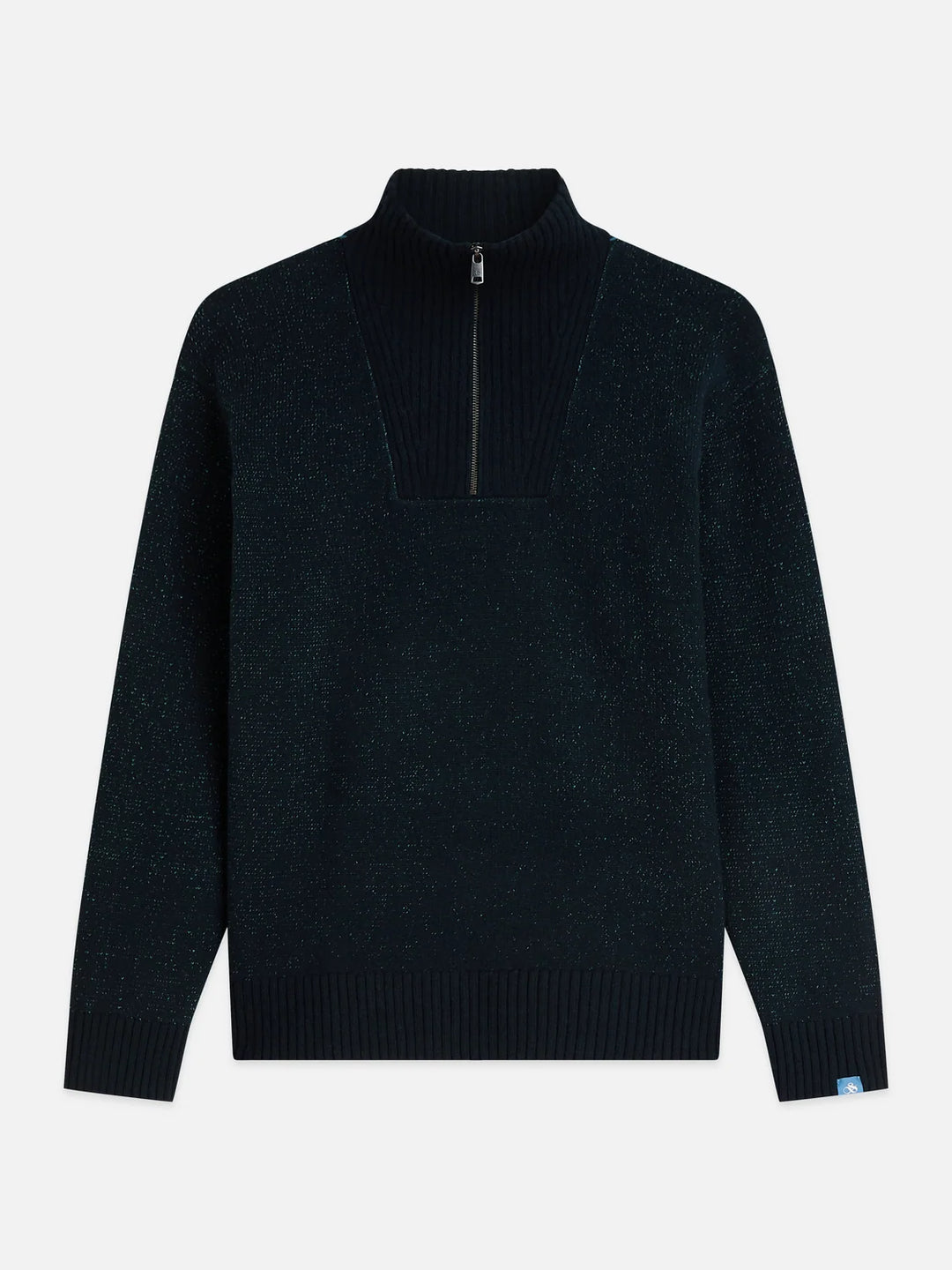 TROYER COTTON-WOOL BLEND ZIP PULLOVER "SKY CAPTAIN MELANGE"