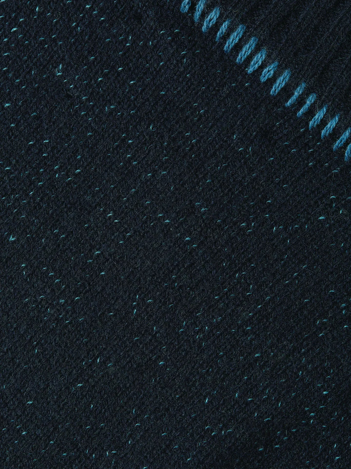 TROYER COTTON-WOOL BLEND ZIP PULLOVER "SKY CAPTAIN MELANGE"