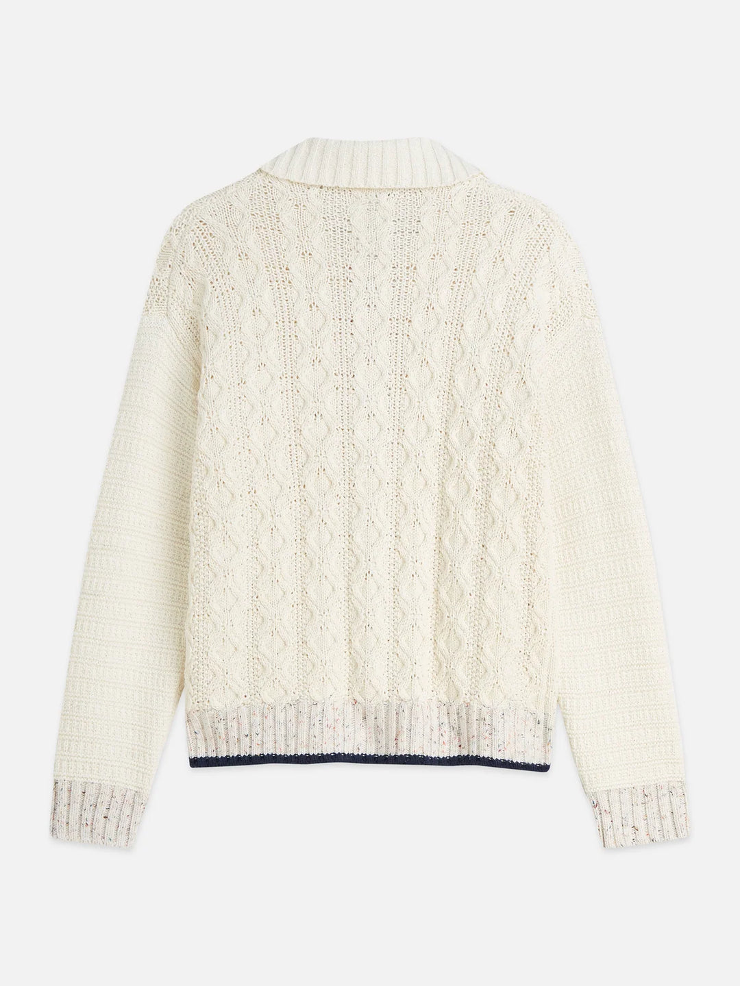 MULTI-YARN COTTON-BLEND KNIT LOOSE FIT CARDIGAN "EGGNOG"