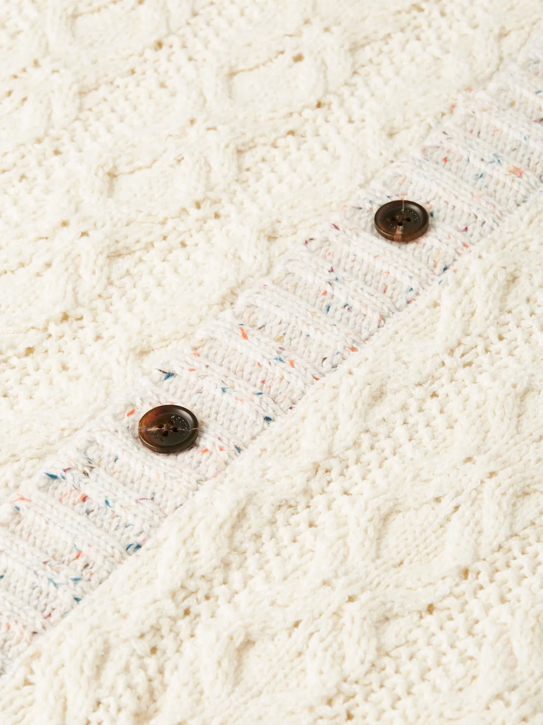 MULTI-YARN COTTON-BLEND KNIT LOOSE FIT CARDIGAN "EGGNOG"