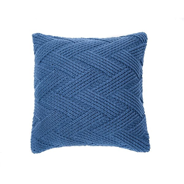 ZIG ZAG KNITTED BLUE DECORATIVE PILLOW 20X20