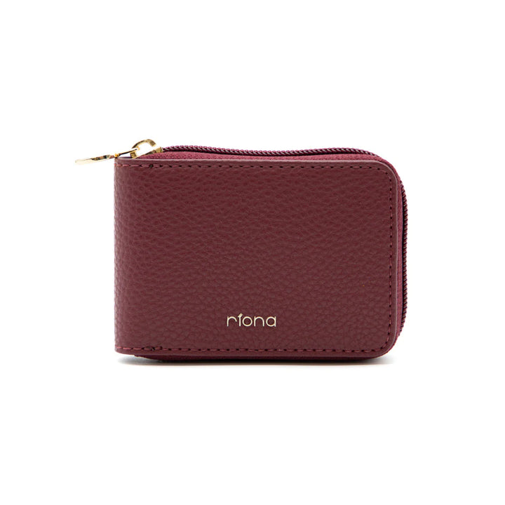 RIONA PEBBLED SOHO ZIP AROUND RFID WALLET "BURGUNDY"