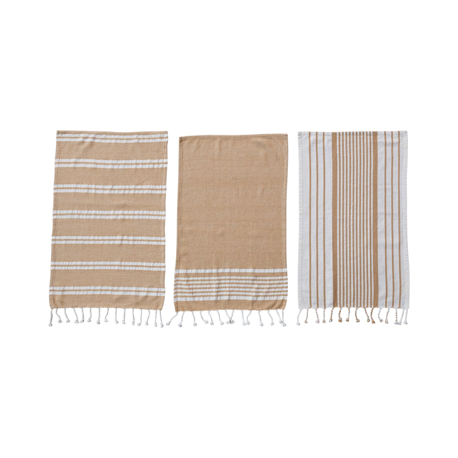 Woven Cotton Yarn Dyed Kitchen Towel with Stripes and Tassels 28"x18"