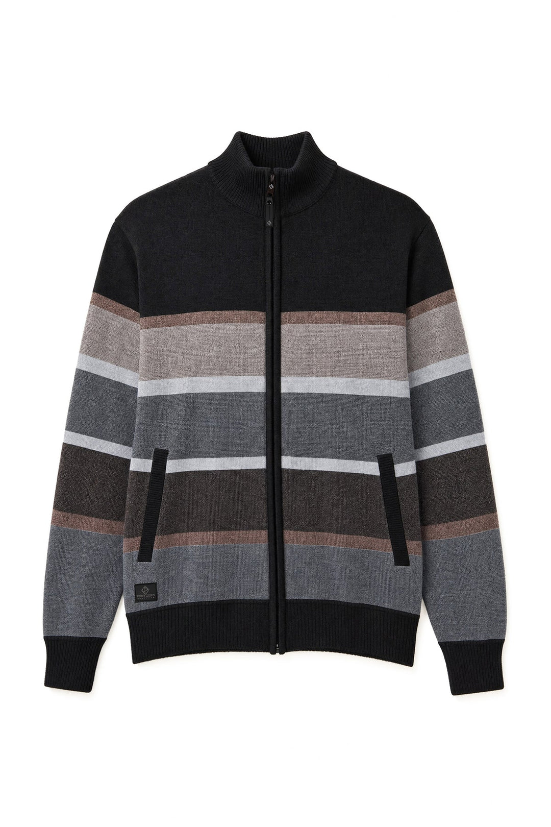 OTFRIED - MOCK NECK BONDED FULL-ZIP STRIPE TRACK JACKET "BLACK"