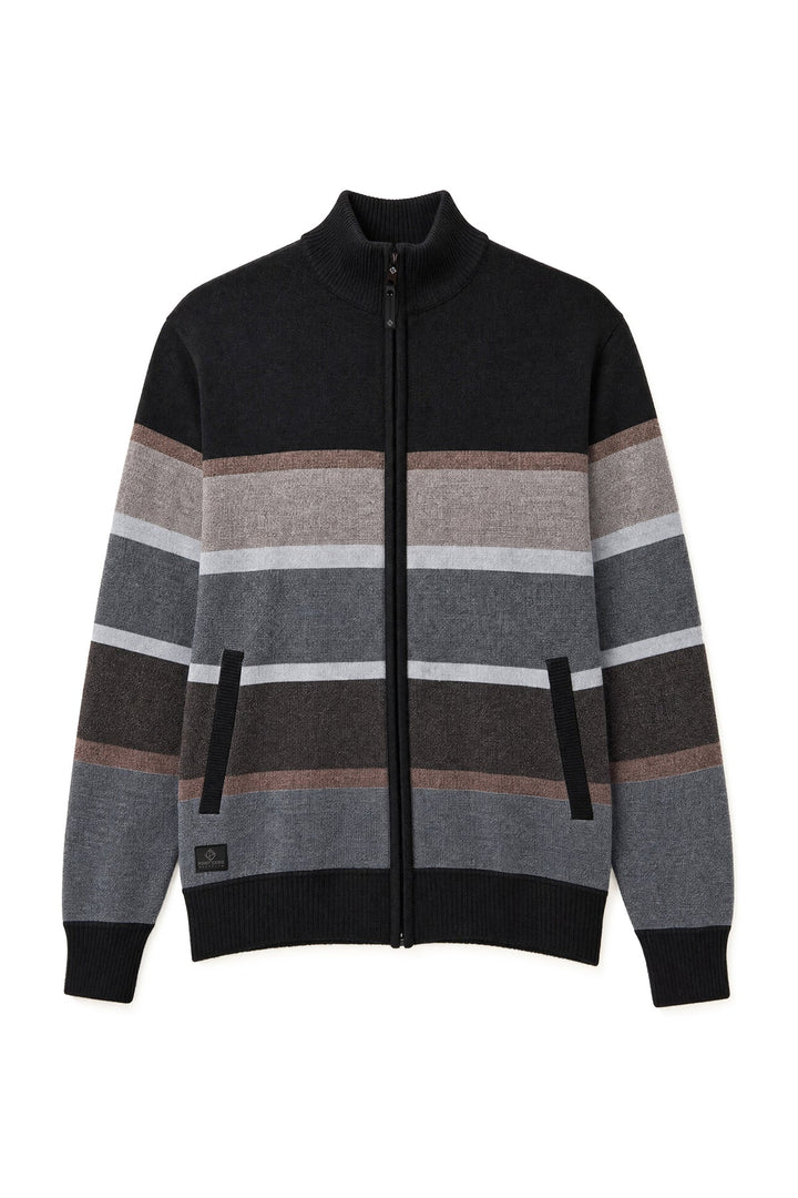 OTFRIED - MOCK NECK BONDED FULL-ZIP STRIPE TRACK JACKET "BLACK"