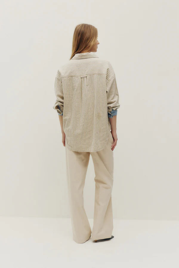 ALEXIS LINEN SHIRT "HERRINGBONE STRIPES"