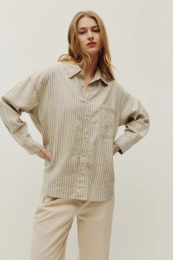 ALEXIS LINEN SHIRT "HERRINGBONE STRIPES"