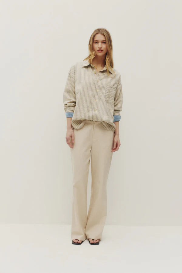 ALEXIS LINEN SHIRT "HERRINGBONE STRIPES"