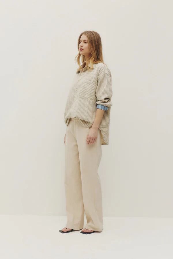 ALEXIS LINEN SHIRT "HERRINGBONE STRIPES"