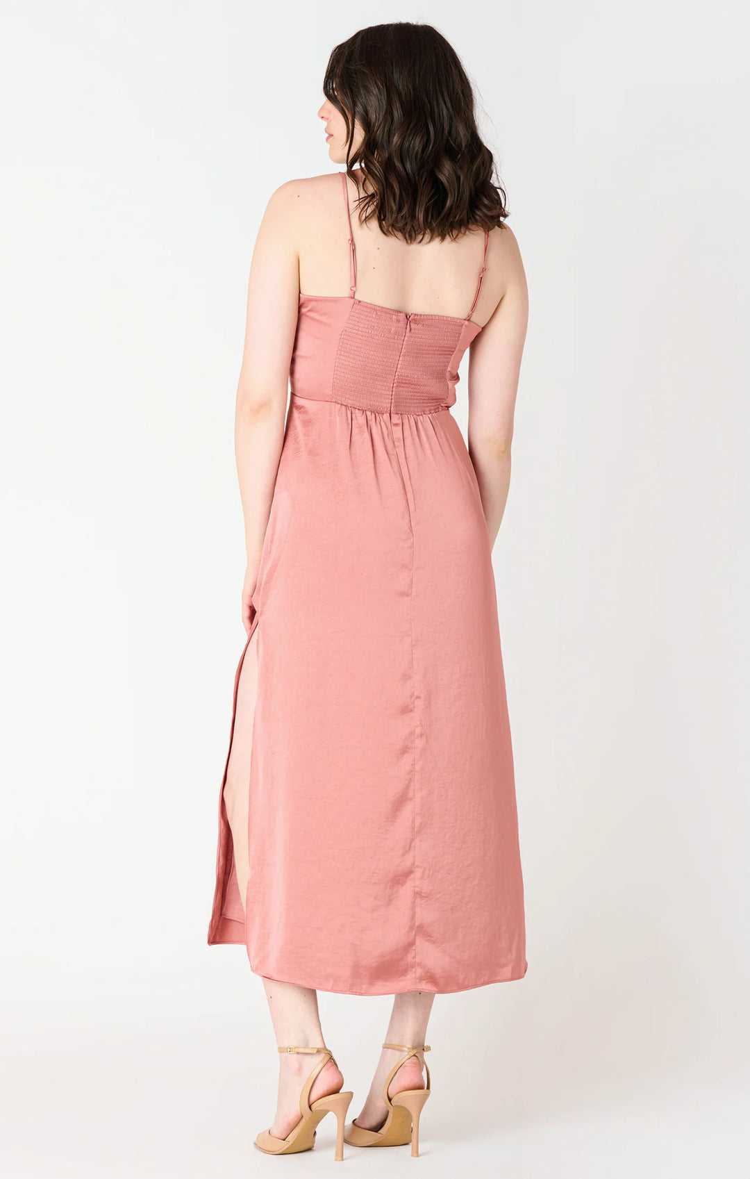 SQUARE NECK MIDI DRESS "ANTIQUE ROSE"