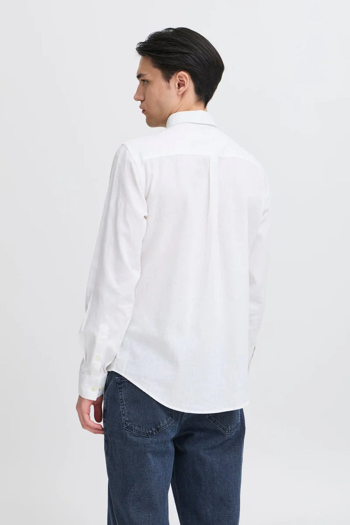 CFANTON BD LS LINEN MIX SHIRT "SNOW WHITE"